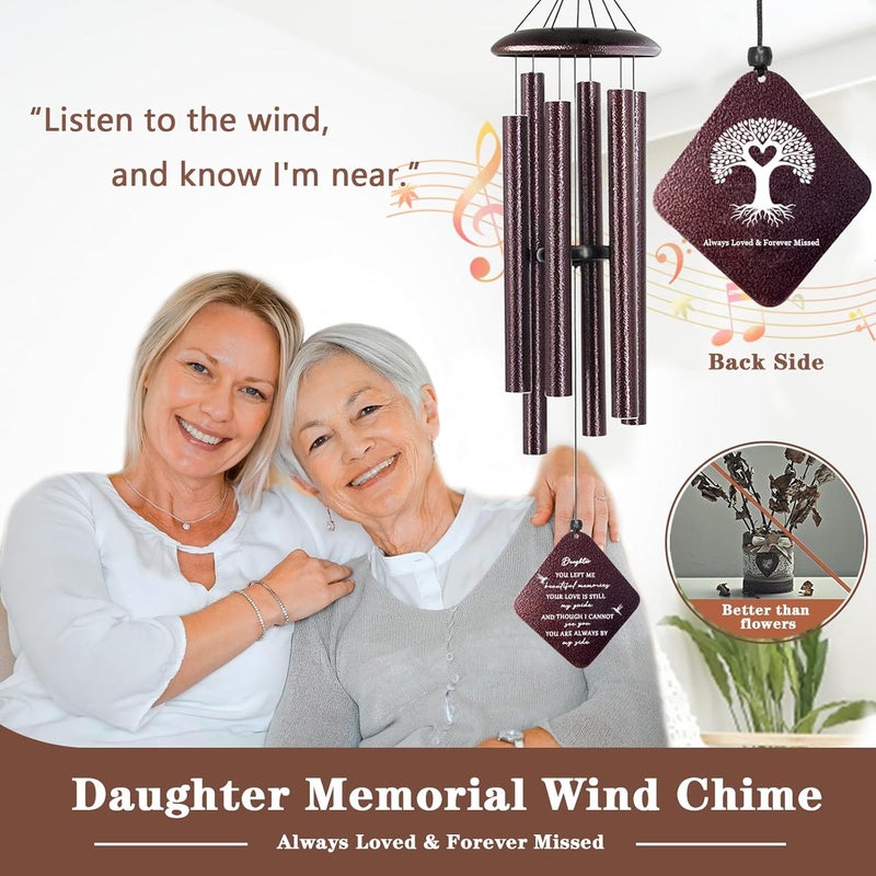 Doopeer Memorial Gifts for Loss of Daughter, 32"" Sympathy Wind Chimes for Loss of Daughter, Loss of Daughter Sympathy Gift, Bereavement Gifts in Memory of a Loved Daughter, Bronze - Image 2